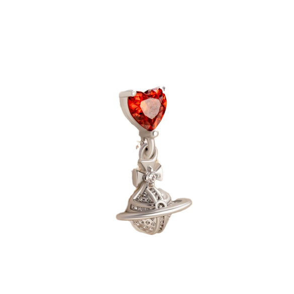 Sweet Love Saturn Pendant Earring Titanium Steel Bow Tie Pattern Zirconia Design For Girls