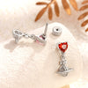 Sweet Love Saturn Pendant Earring Titanium Steel Bow Tie Pattern Zirconia Design For Girls