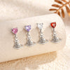 Sweet Love Saturn Pendant Earring Titanium Steel Bow Tie Pattern Zirconia Design For Girls