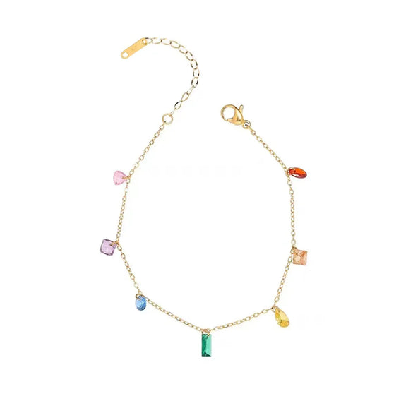 Wholesale Sweet Oval Rectangle Titanium Steel Inlay Zircon Bracelets Necklace