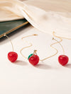 Sweet Pastoral Classic Style Cherry Fruit Resin Gold Plated Women'S Earrings Necklace