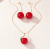 Sweet Pastoral Classic Style Cherry Fruit Resin Gold Plated Women'S Earrings Necklace