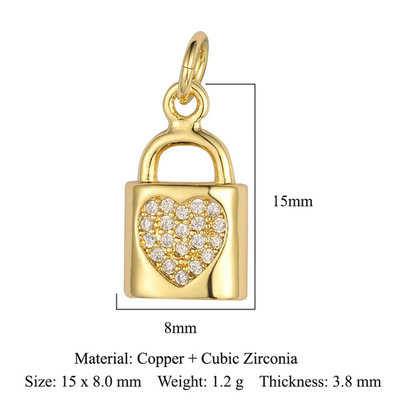 Sweet Pentagram Heart Shape Copper Plating Inlay Zircon 18k Gold Plated Charms Jewelry Accessories