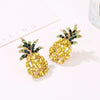 Sweet Pineapple Alloy Earrings Electroplated Fruit Shaped Ear Jewelry For Women