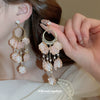 Sweet Pink Petal Zircon Tassel Earrings In Alloy With Flower Pattern
