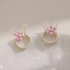 Sweet Rabbit Alloy Inlay Pearl Women's Ear Studs 1 Pair