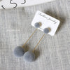 Sweet Simple Alloy Long Drop Earrings With Fluffy Ball Geometric Design Electroplated Fashion Earrings For Women