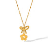 Sweet Simple Style Flower Bow Knot 304 Stainless Steel 18K Gold Plated Women'S Earrings Necklace