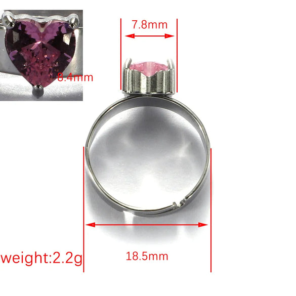Stainless Steel None Sweet Simple Style Inlay Heart Shape Zircon Open Rings