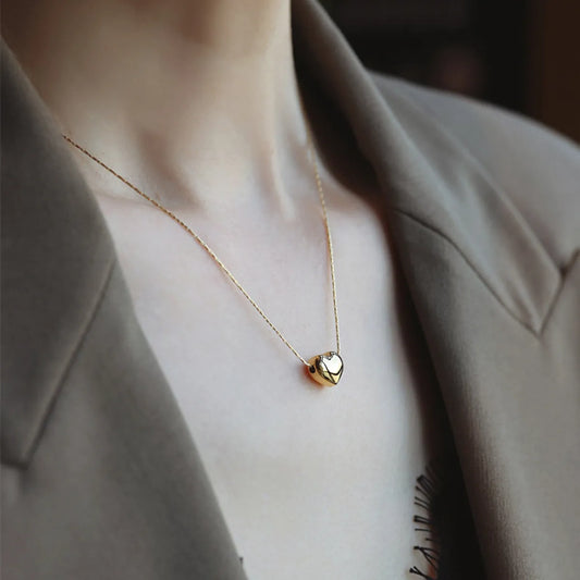 Sweet Simple Style Heart Shape Stainless Steel Plating Necklace