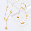 Wholesale Jewelry Sweet Simple Style Heart Shape 304 Stainless Steel 18K Gold Plated Bracelets Necklace