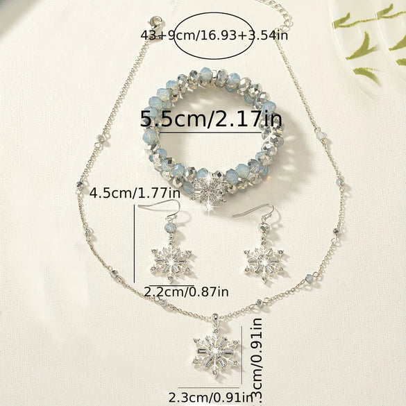 Sweet Simple Style Snowflake Arylic Women'S Jewelry Set