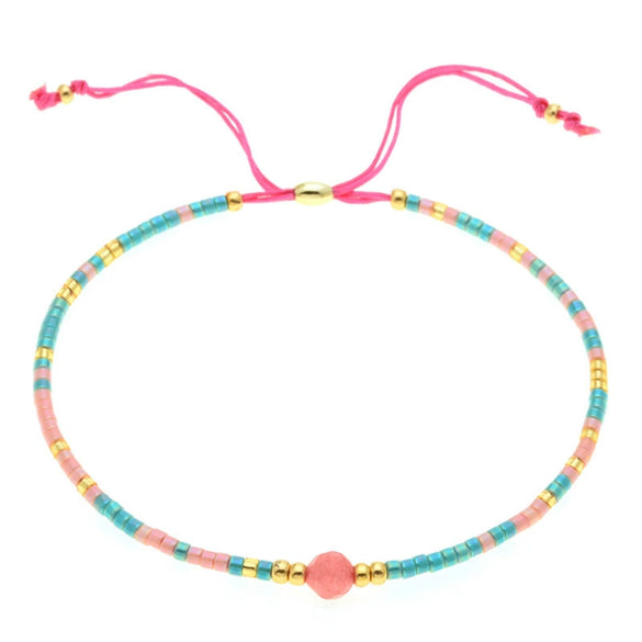 Sweet Simple Women's Handmade Beaded Friendship Rope Bracelet With Miyuki Mixed Color Beads Glass Glaze Material Geometric Pattern Hand Woven