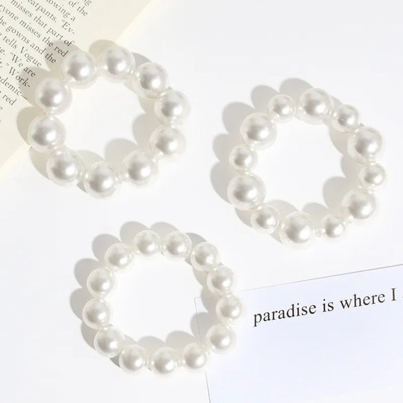 Sweet Solid Color Imitation Pearl Hair Tie 1 Piece