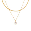 Sweet Square Titanium Steel Plating Inlay Artificial Gemstones 18k Gold Plated Layered Necklaces