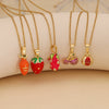 Sweet Strawberry Cherry Pendant Fashion Stainless Steel Clavicle Chain Jewelry With Fruit Pattern