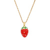 Sweet Strawberry Cherry Pendant Fashion Stainless Steel Clavicle Chain Jewelry With Fruit Pattern