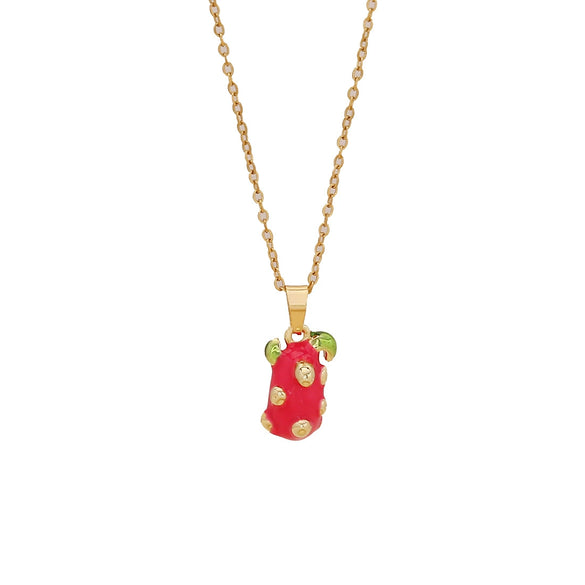 Sweet Strawberry Cherry Pendant Fashion Stainless Steel Clavicle Chain Jewelry With Fruit Pattern