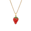 Sweet Strawberry Cherry Pendant Fashion Stainless Steel Clavicle Chain Jewelry With Fruit Pattern