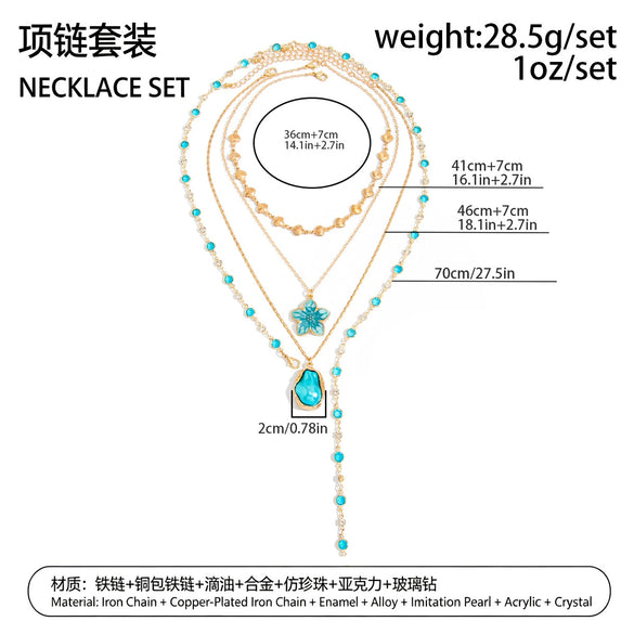 Sweet Style Imitation Pearl Necklace With Floral And Geometric Details Rhinestone Yshaped Tassel Pendant And Plated Alloy Chain For Women