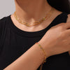 Sweet Style Mini Design Oil Dropping Bead Titanium Steel Necklace Bracelet Anklet Set For Women With Geometric Style And Electroplating Treatment