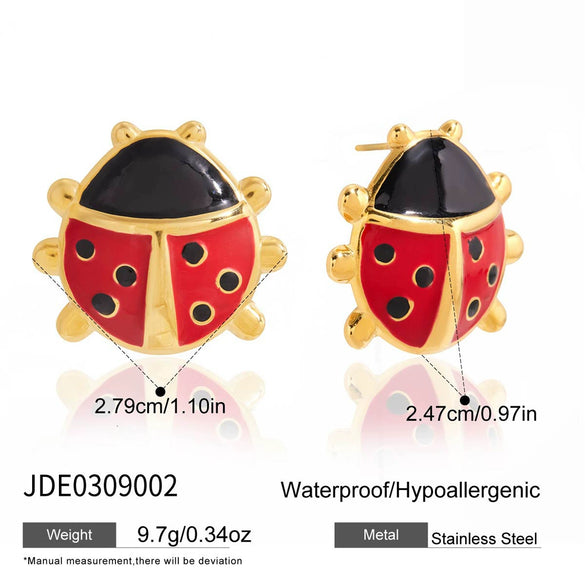 Sweet Style Stainless Steel And Titanium Steel Insect And Butterfly Dragonfly Dripping Oil Earrings For Women