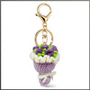 Sweet Style Sunflower And Rose Bouquet Hand Knitted Yarn Keychain Pendant With Copper Accent Gift For Women