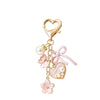 Sweet Style Zinc Alloy Oil Drip Flower Keychain With Butterfly Heart Shaped Pearl Pendant Cute Keychain Accessory