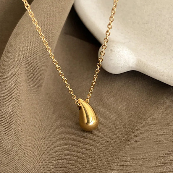 Sweet Water Droplets Titanium Steel Plating Pendant Necklace