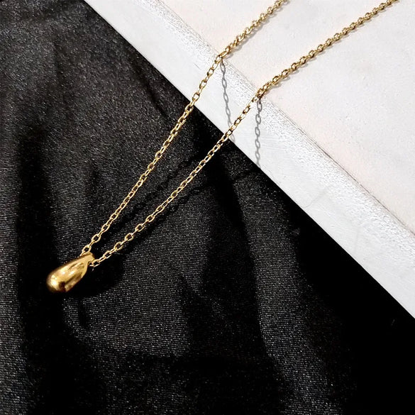 Sweet Water Droplets Titanium Steel Plating Pendant Necklace
