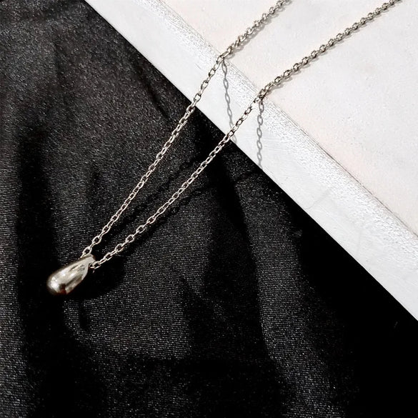 Sweet Water Droplets Titanium Steel Plating Pendant Necklace