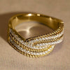 Swing Arm Ring Copper Geometric Zircon Casual Style For Women