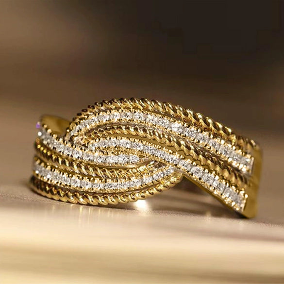 Swing Arm Ring Copper Geometric Zircon Casual Style For Women