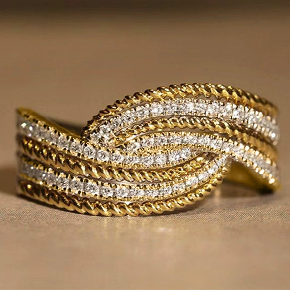 Swing Arm Ring Copper Geometric Zircon Casual Style For Women