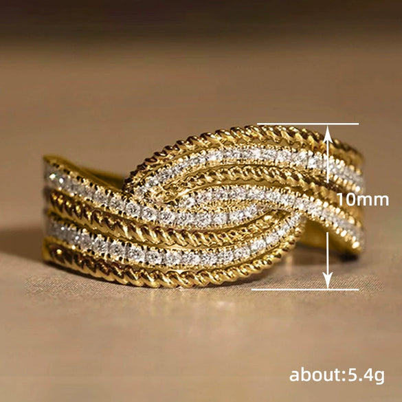 Swing Arm Ring Copper Geometric Zircon Casual Style For Women