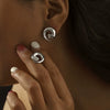 Swivel Thread Gold Plated Titanium Steel Earrings And Ring Set With Diamond Design Sense And Electroplating Treatment For Women