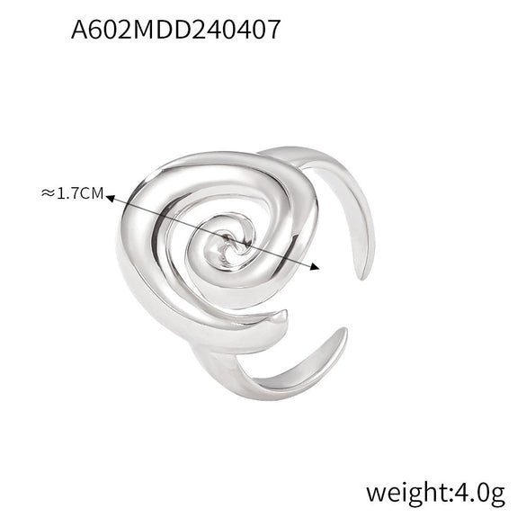 Swivel Thread Gold Plated Titanium Steel Earrings And Ring Set With Diamond Design Sense And Electroplating Treatment For Women