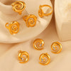 Swivel Thread Gold Plated Titanium Steel Earrings And Ring Set With Diamond Design Sense And Electroplating Treatment For Women