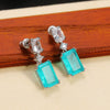 Synthetic Paraiba Sapphire Earrings Copper Geometric Zircon Inlaid