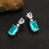 Synthetic Paraiba Sapphire Earrings Copper Geometric Zircon Inlaid