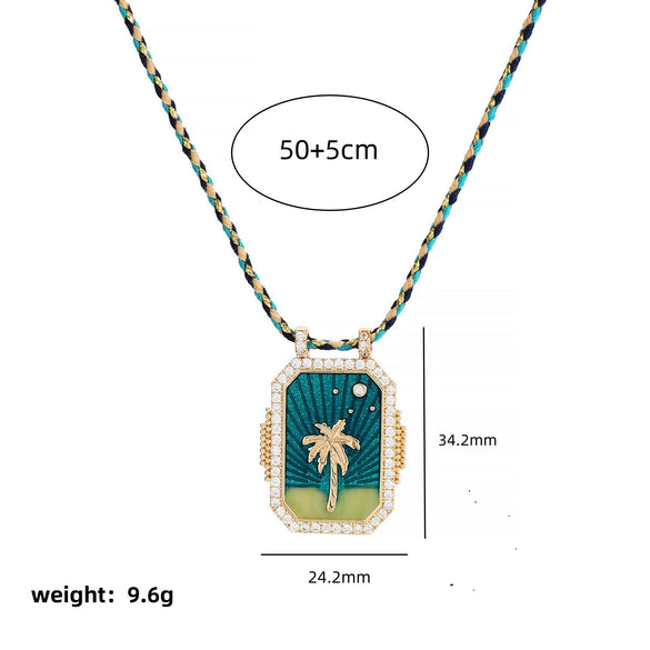 Tarot Card Necklace Copper Material Geometric Pattern Real Gold Electroplating For Women