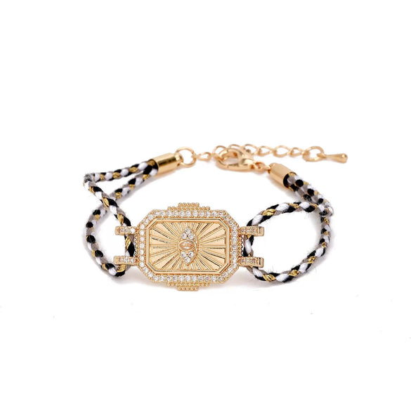 Tarot Card Necklace Copper Material Geometric Pattern Real Gold Electroplating For Women