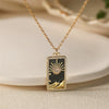 Tarot Card Pendant Necklace Copper Dripping Oil Style With Geometric Animal Zodiac Pattern Microinlaid Colored Zircon On O Chain For Women