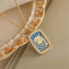 Tarot Card Pendant Necklace Copper Dripping Oil Style With Geometric Animal Zodiac Pattern Microinlaid Colored Zircon On O Chain For Women
