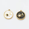Tarot Card Stainless Steel Round Pendant With Dripping Oil Design For Jewelry Accessories