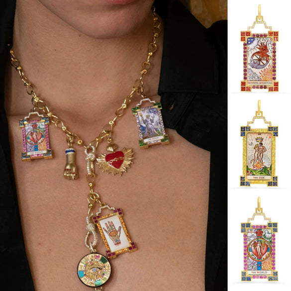 Tarot Necklace Copper Star Shape Electroplated Bohemian Style Unisex Water Wave Chain