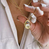 Tarot Necklace Titanium Steel With Hand Painted Oil Dripping Rabbit Element Oval And 18K Gold Color Electroplating