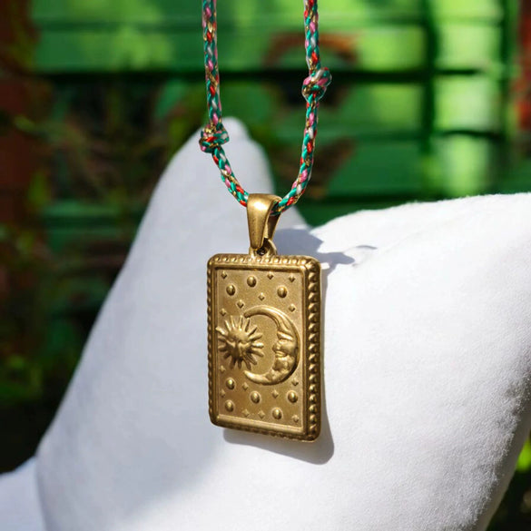 Tarot Stainless Steel Titanium Steel Necklace With Sun Moon Devil Eye Geometric Pattern And Electroplating