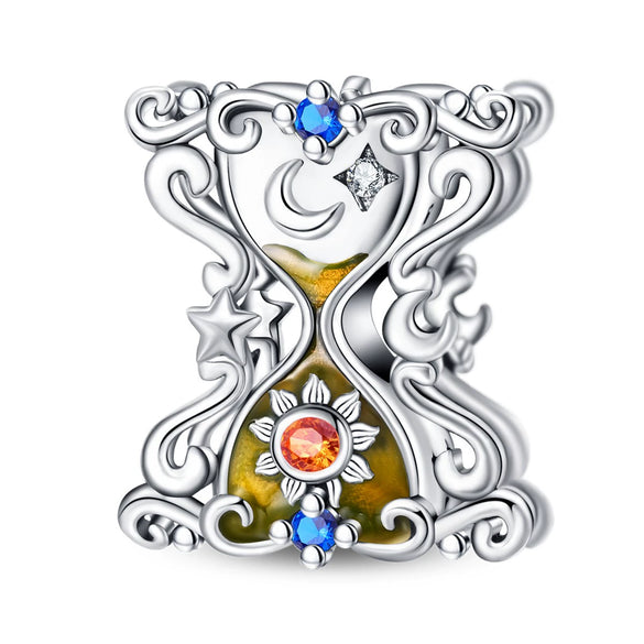 Tarot Star Moon Hourglass Pendant Diy String Jewelry Beads Copper Silver Plated Bracelet Accessories With Dripping Oil Process