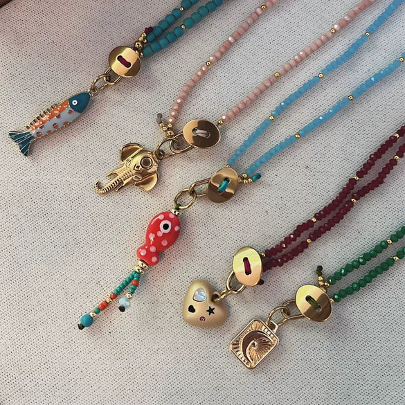 Tarot Titanium Steel Necklace With Animal Zodiac Multipendant Electroplating